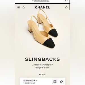 Chanel Beige & Black Slingbacks